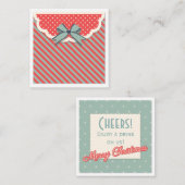 Retro Geschenk Weihnachts Party Kostenloser Drink Quadratische Visitenkarte (Vorne/Hinten)