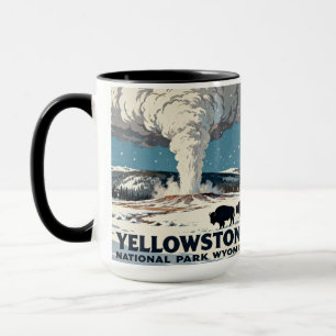 Retro-Geschenk Yellowstone-Nationalpark-Büffel Tasse