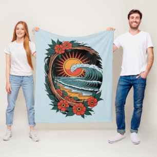 Retro-Geschenk zum Floralen Strandliebhaber-Sonnen Fleecedecke