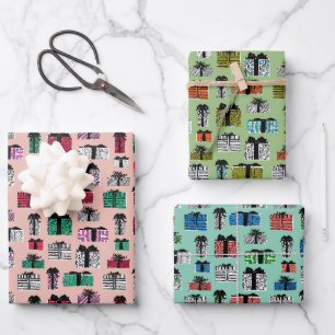 Retro-Geschenke verschiedene Farben Geschenkpapier Set