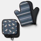 Retro Gese Ofenhandschuh & Topflappen-Set (Vorderseite/Rückseite)