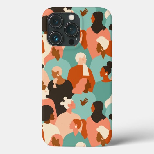 Retro-Gesichtsmuster des menschlichen Diversity Case-Mate iPhone Hülle (Rückseite)
