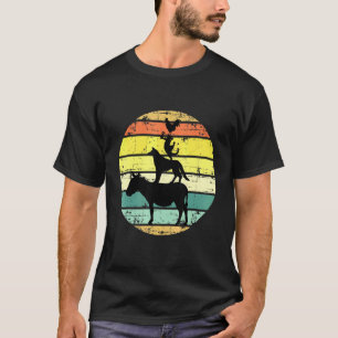 Retro gestapelte Landtiere Vintage Sonnenuntergang T-Shirt