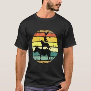 Retro gestapelte Landtiere Vintage Sonnenuntergang T-Shirt