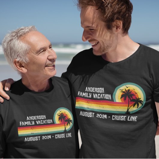 Retro gestörter Sonnenuntergang Kreuzfahrt Familie T-Shirt