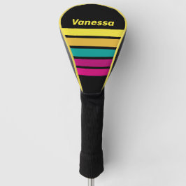 Retro gestreift dunkel 80er Jahre Streifen mit Nam Golf Headcover