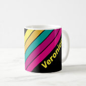 Retro gestreift dunkel 80er mit Namen Kaffeetasse (VorderseiteRechts)