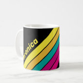 Retro gestreift dunkel 80er mit Namen Kaffeetasse (Vorderseite Links)