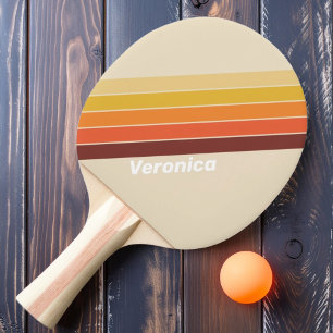 Retro Gestreift mit Namen Tischtennis Schläger