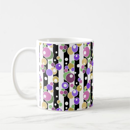 Retro, gestreift und Punkte Kaffeetasse (Links)