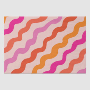 Retro-gestreifte abstrakte Wellen Rosa Rot Orange Seidenpapier
