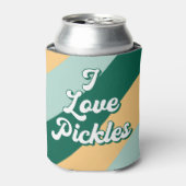 Retro gestreifte Funny I Liebe Pickles Biere kann Dosenkühler (Kanne Vorderseite)