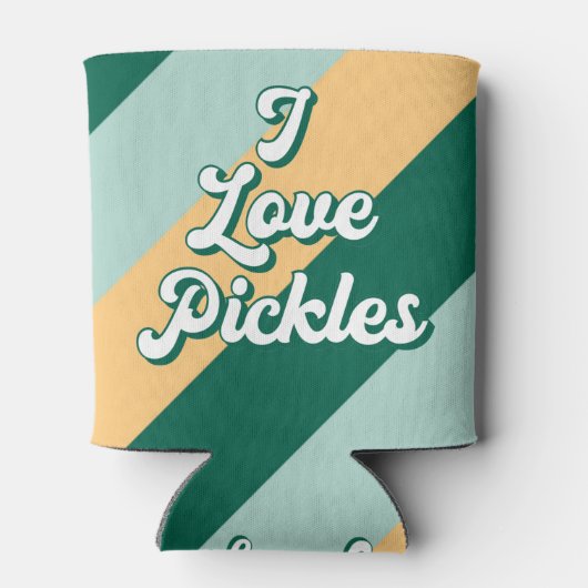 Retro gestreifte Funny I Liebe Pickles Biere kann Dosenkühler (Rückseite)