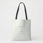 Retro-gestreifte grüne personalisierte Hochzeit Tasche (Vorderseite)