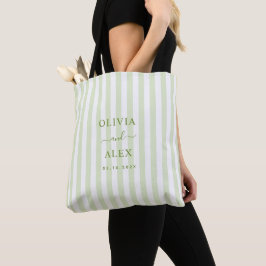 Retro-gestreifte grüne personalisierte Hochzeit  Tasche