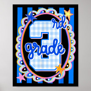 Retro-gestreifte Lehrerin der dritten Klasse 3. Kl Poster