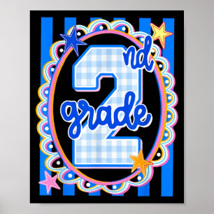 Retro-gestreifte Lehrerin der zweiten Klasse 2. Kl Poster