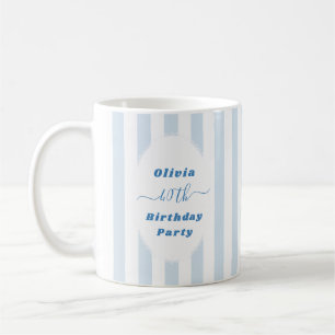 Retro gestreifte personalisierte 40. Geburtstagsfo Kaffeetasse