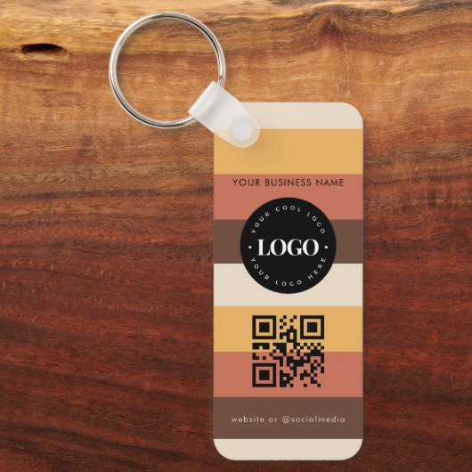 Retro gestreifte QR-Code-Prüfung für benutzerdefin Schlüsselanhänger (Vorderseite)