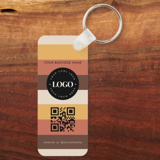 Retro gestreifte QR-Code-Prüfung für benutzerdefin Schlüsselanhänger (Rückseite)