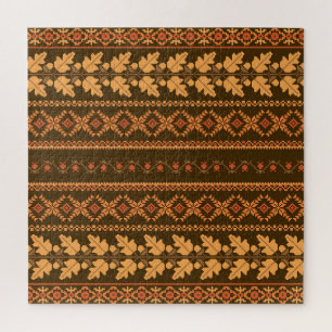 Retro gestreifter Herbst Kreuzstich Puzzle