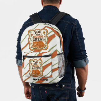 Retro gestreifter Katzen-Motivations-Rucksack Bedruckter Rucksack