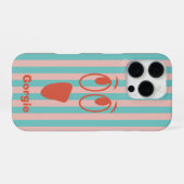 Retro-gestreiftes Gespenstergesicht iPhone Hülle (Rückseite (Horizontal))
