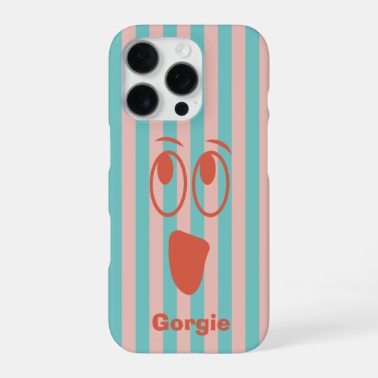Retro-gestreiftes Gespenstergesicht iPhone Hülle (Rückseite)