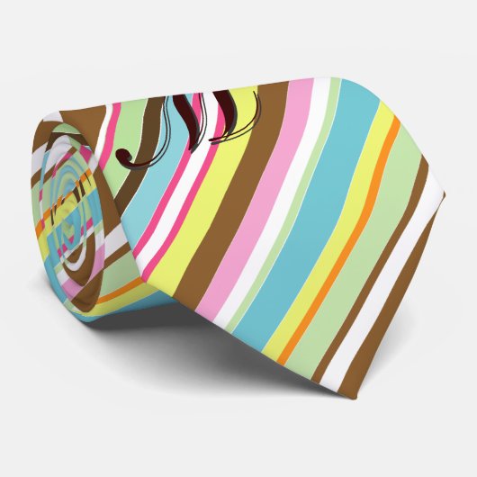 Retro gestreiftes Monogramm DES ZAZZLE Krawatte (Gerollt)