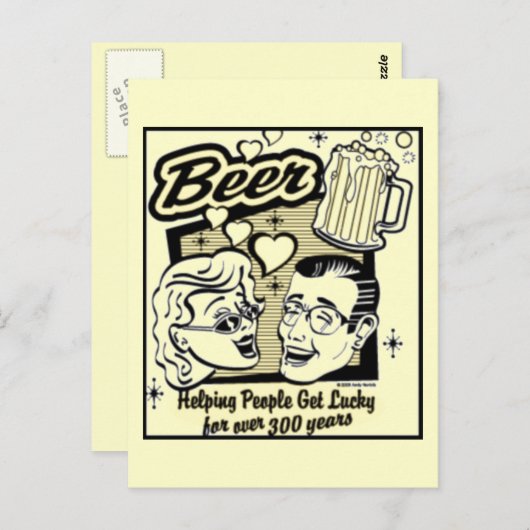 Retro Get Lucky Beer Card (neu & verbessert!) Postkarte (Vorne/Hinten)