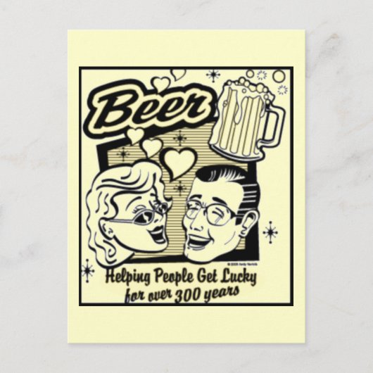 Retro Get Lucky Beer Card (neu & verbessert!) Postkarte (Vorderseite)