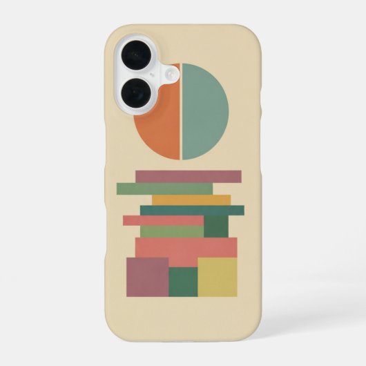 Retro geteilter Kreis und Blöcke iPhone 16 Hülle (Rückseite)
