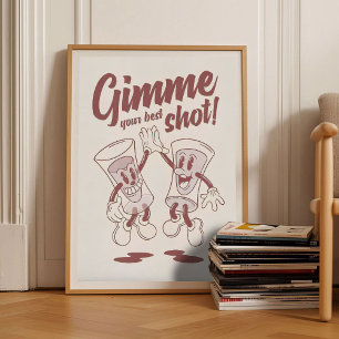 Retro-Getränkebild Schussbild Vintage-Wein-Illustr Poster