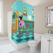 Retro Getränkespender-Duschvorhang Duschvorhang (Beispiel)