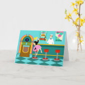 Retro Getränkespender-Gruß-Karte Karte (Gelbe Blume)