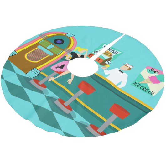 Retro Getränkespender-Weihnachtsbaum-Rock Polyester Weihnachtsbaumdecke (Schrägansicht)