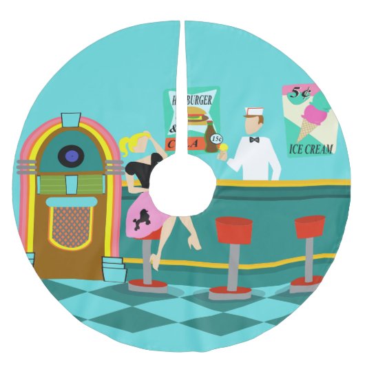 Retro Getränkespender-Weihnachtsbaum-Rock Polyester Weihnachtsbaumdecke (Vorderseite)