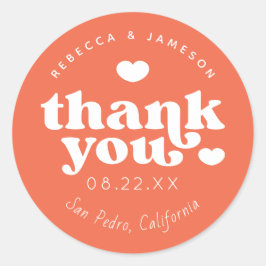 Retro Gewerkschaft Persimmon Orange Wedding Vielen Runder Aufkleber