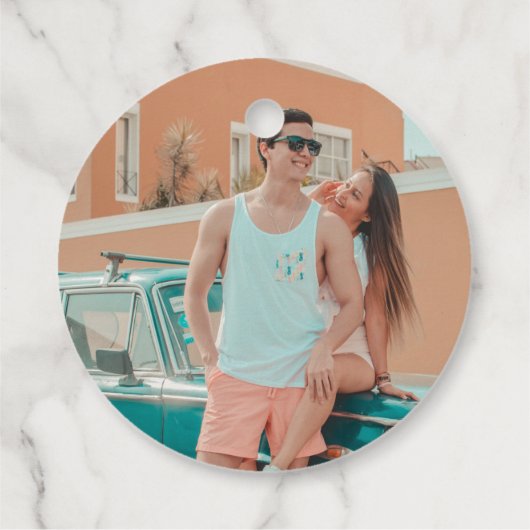 Retro Gewerkschaft Rosa und Aquamarine Hochzeit Da Geschenkanhänger (Rückseite)