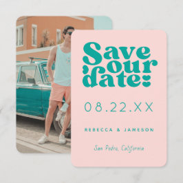 Retro Gewerkschaft Rosa und Aquamarine Hochzeit Sp Einladung