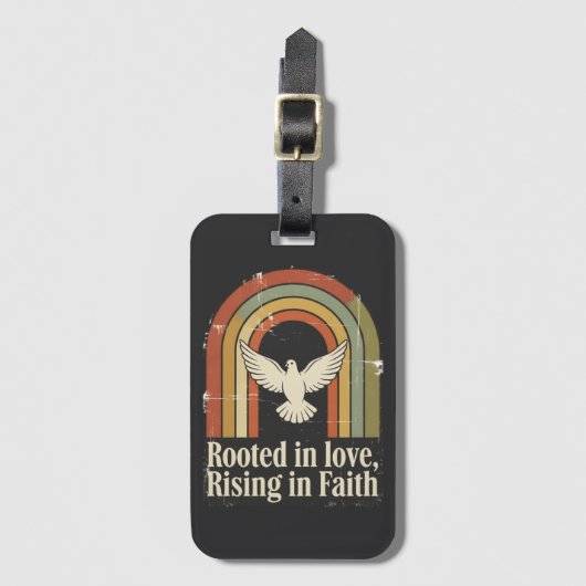 Retro-gewurzelte und aufstrebende Glaubensgestaltu Gepäckanhänger (Vorderseite Vertikal)