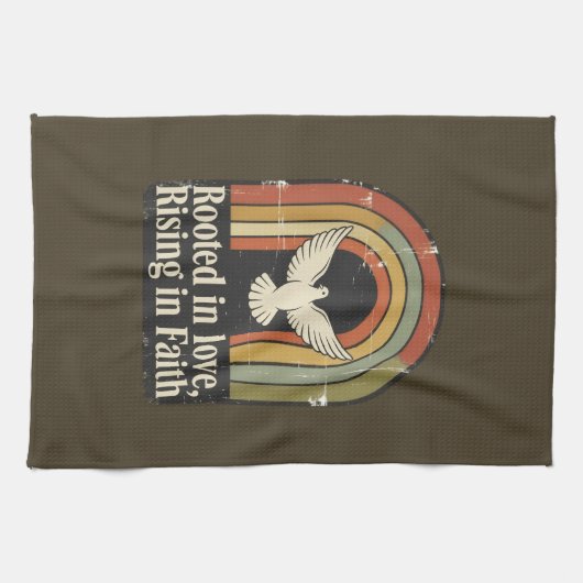 Retro-gewurzelte und aufstrebende Glaubensgestaltu Geschirrtuch (Horizontal)