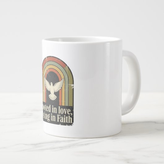 Retro-gewurzelte und aufstrebende Glaubensgestaltu Jumbo-Tasse (Vorderseite Rechts)