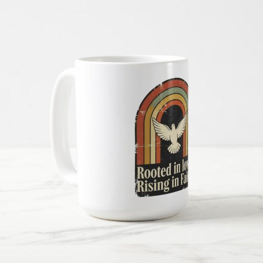 Retro-gewurzelte und aufstrebende Glaubensgestaltu Kaffeetasse (Vorderseite Links)