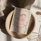 Retro Gezeichnet Green Red Christmas Cocktail Fun Einladung
