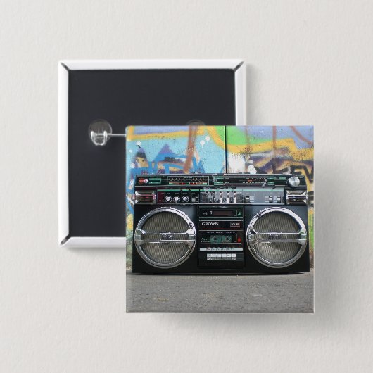 Retro Ghettoblaster-Radioknopf Button (Vorne & Hinten)