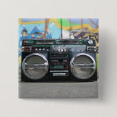 Retro Ghettoblaster-Radioknopf Button (Vorderseite)