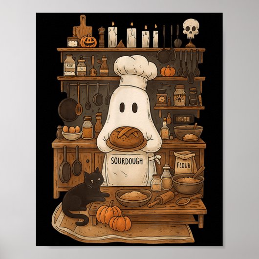 Retro Ghost Backwaren Halloween Soky Koch B Poster (Vorne)