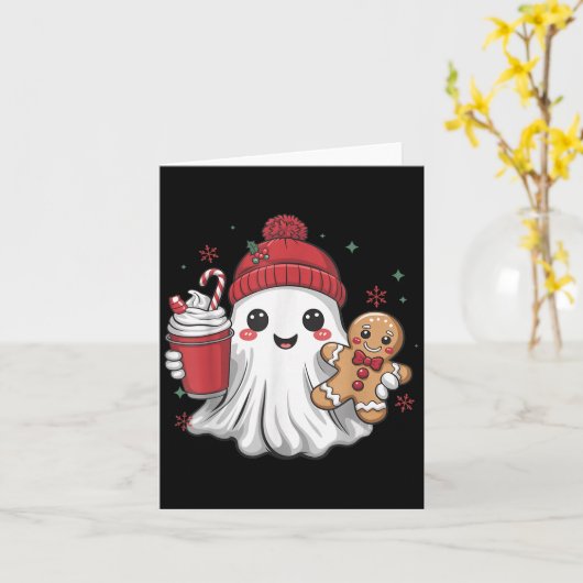 Retro Ghost Beanie Christmas Holiday Xmas Coffee G Karte (Gelbe Blume)