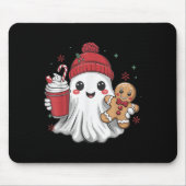 Retro Ghost Beanie Christmas Holiday Xmas Coffee G Mousepad (Vorne)